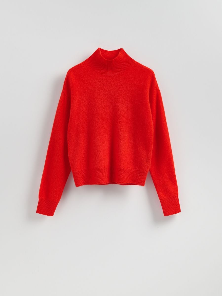 Wool rich turtleneck with cashmere blend - mandarine - RESERVED
