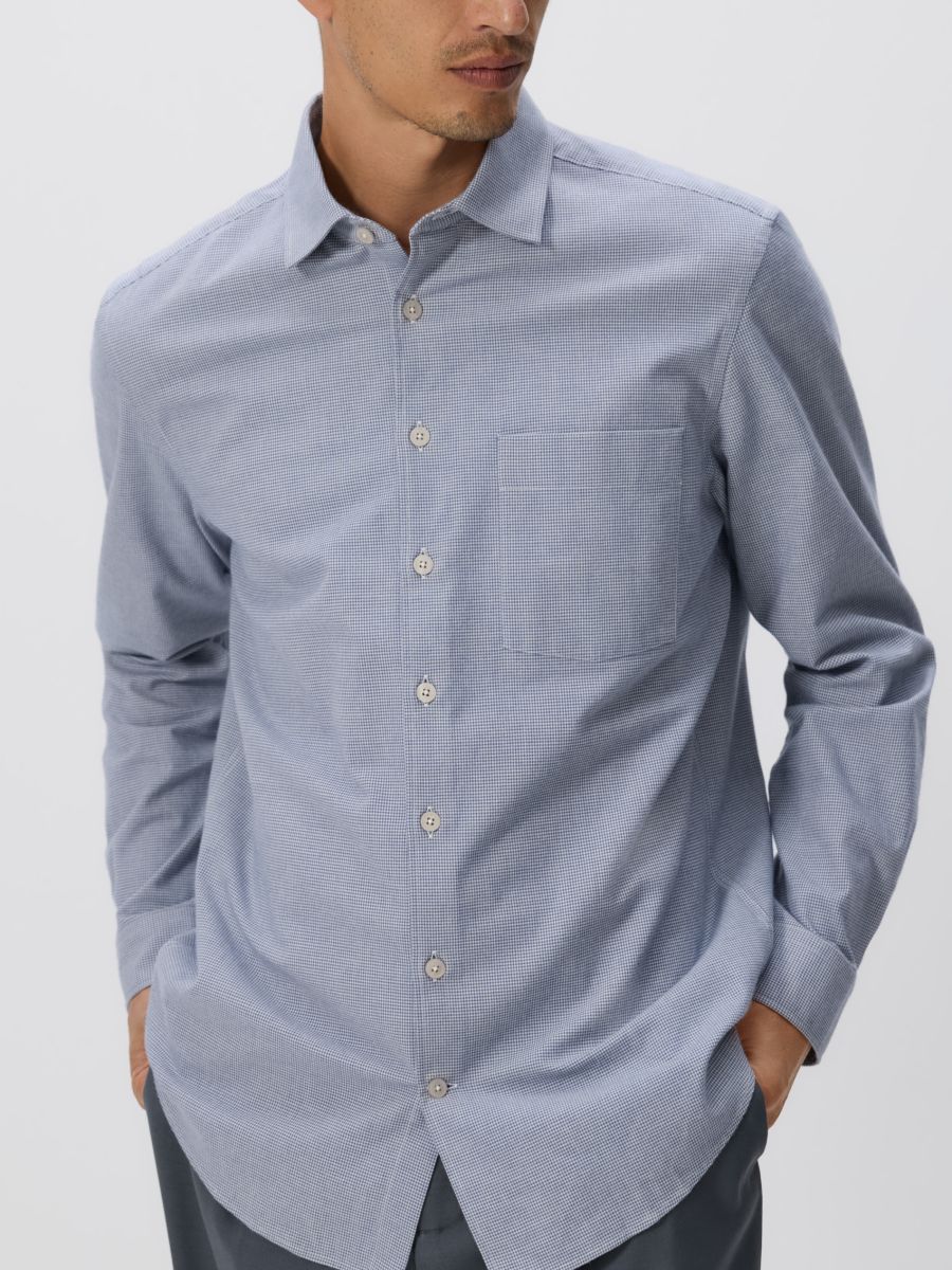 Regular fit Egyptian cotton shirt - navy - RESERVED