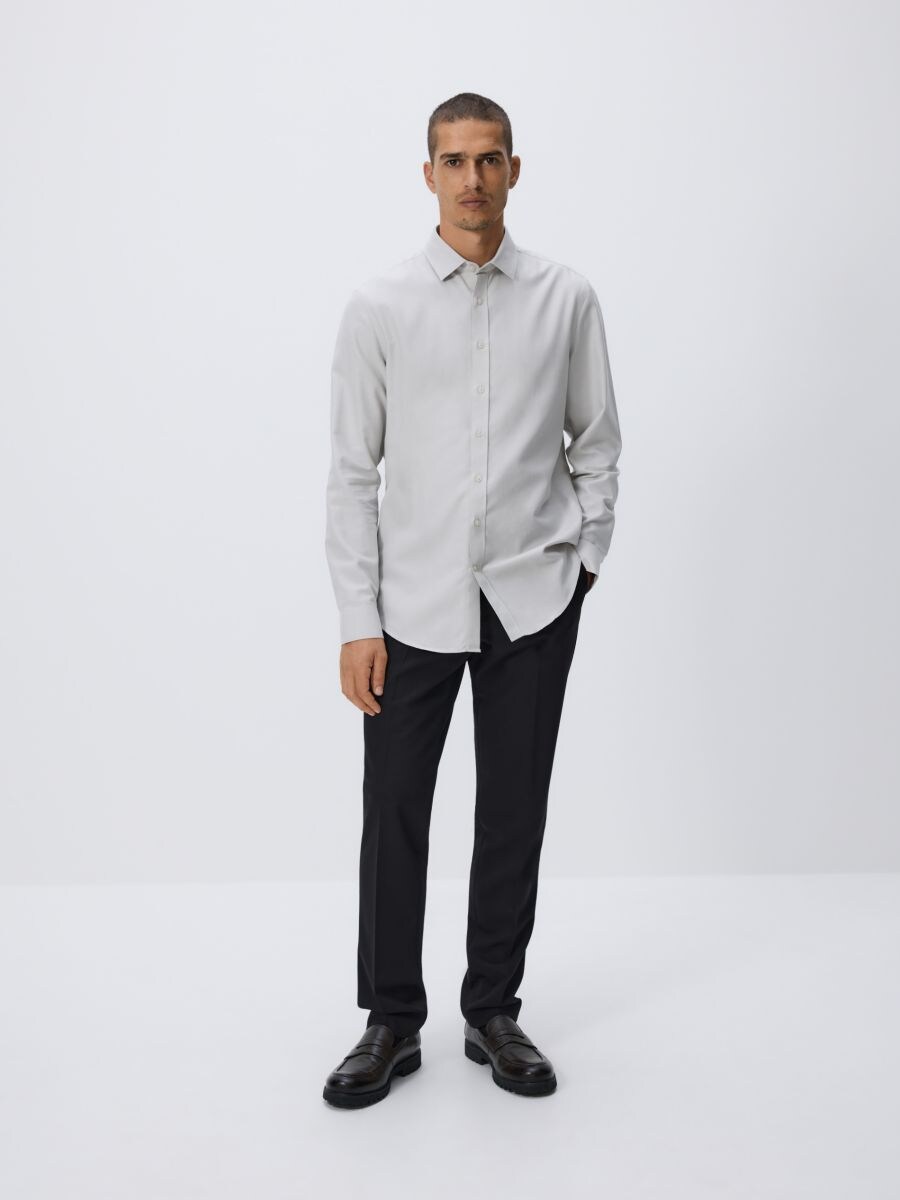 Slim fit Egyptian cotton shirt - light grey - RESERVED