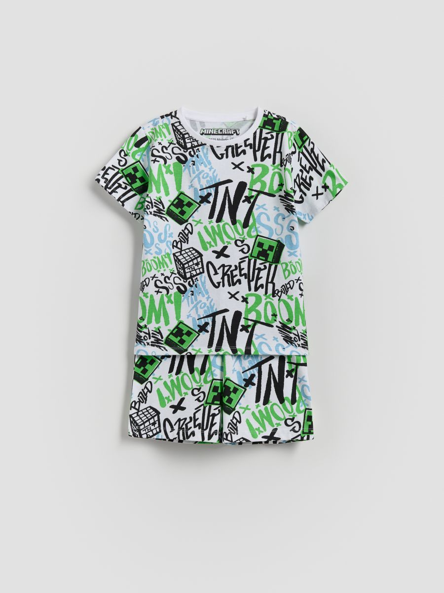 Pyjamas i bomull med Minecraft - VIT - RESERVED