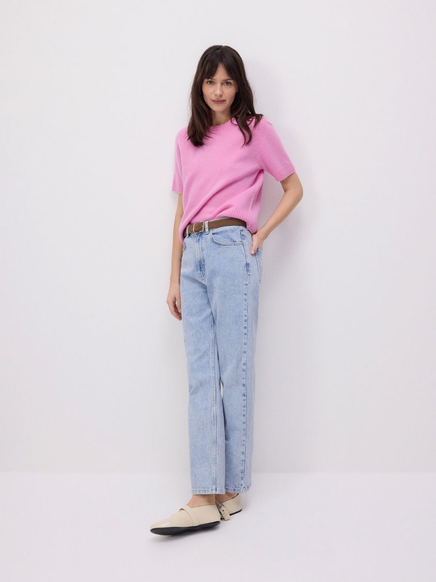 Wool short sleeve jumper - pink - RESERVED