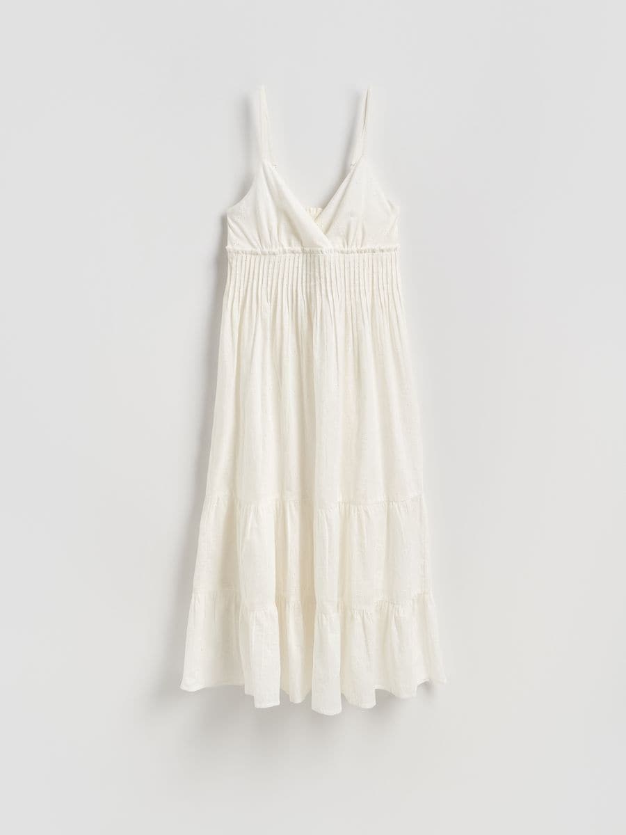 Dress with perforated embroidery - white - RESERVED