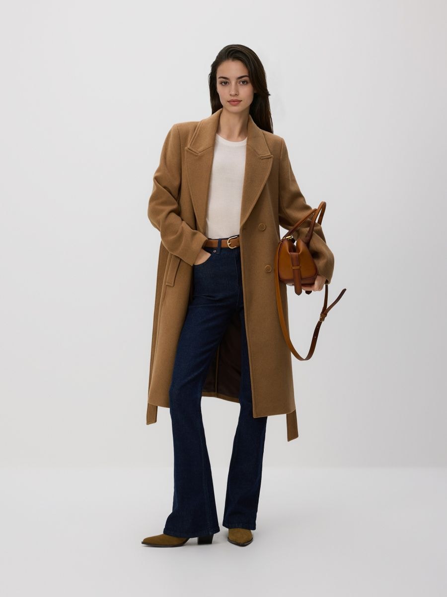 Palton cu cordon în talie - bej - RESERVED