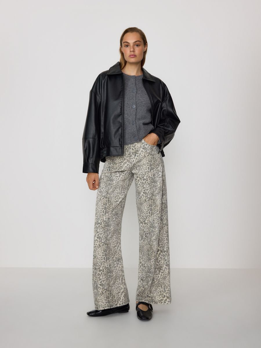 Animal print jeans - beige - RESERVED
