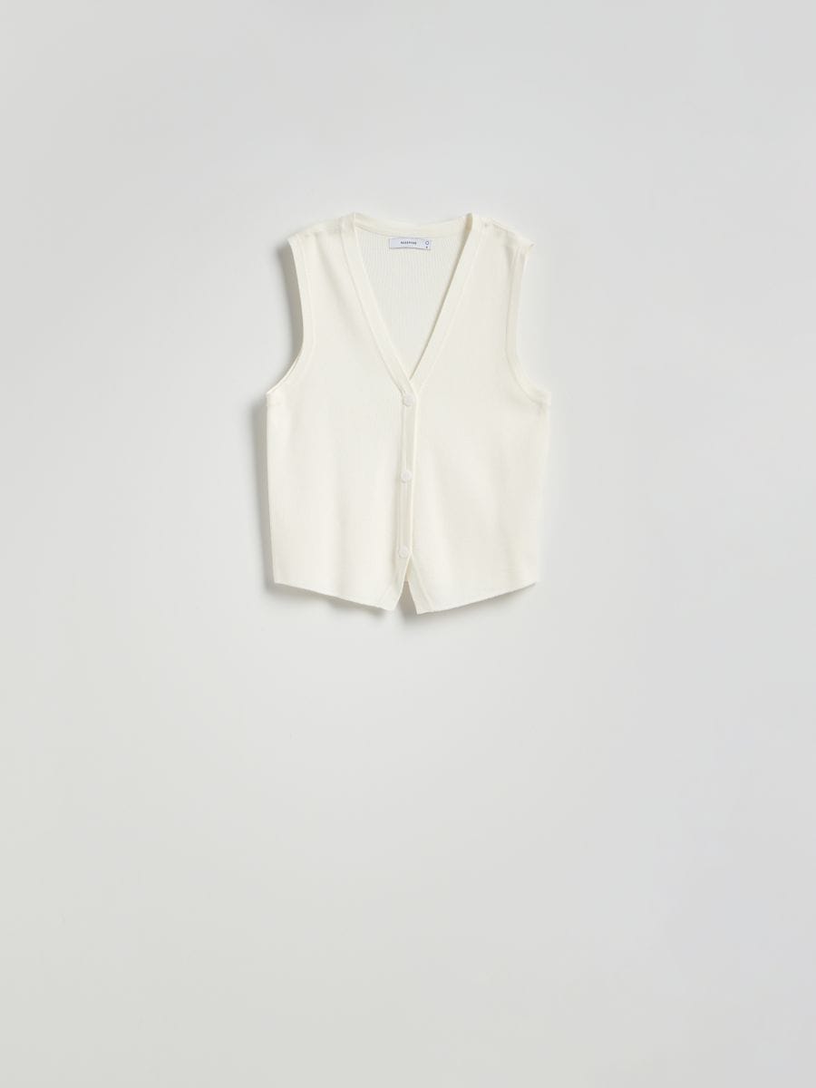 Viskoserig jerseyvest - creme - RESERVED - 5