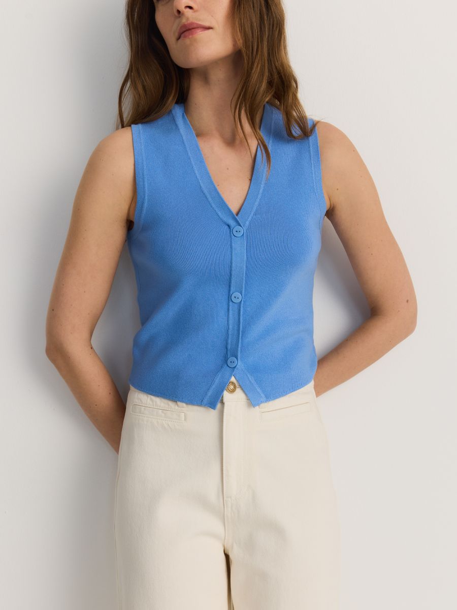 Gilet in maglia misto viscosa - blu pallido - RESERVED