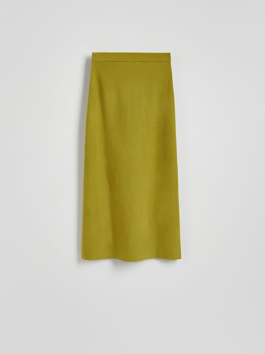 Midinederdel i uldblanding - lysoliven - RESERVED - 5