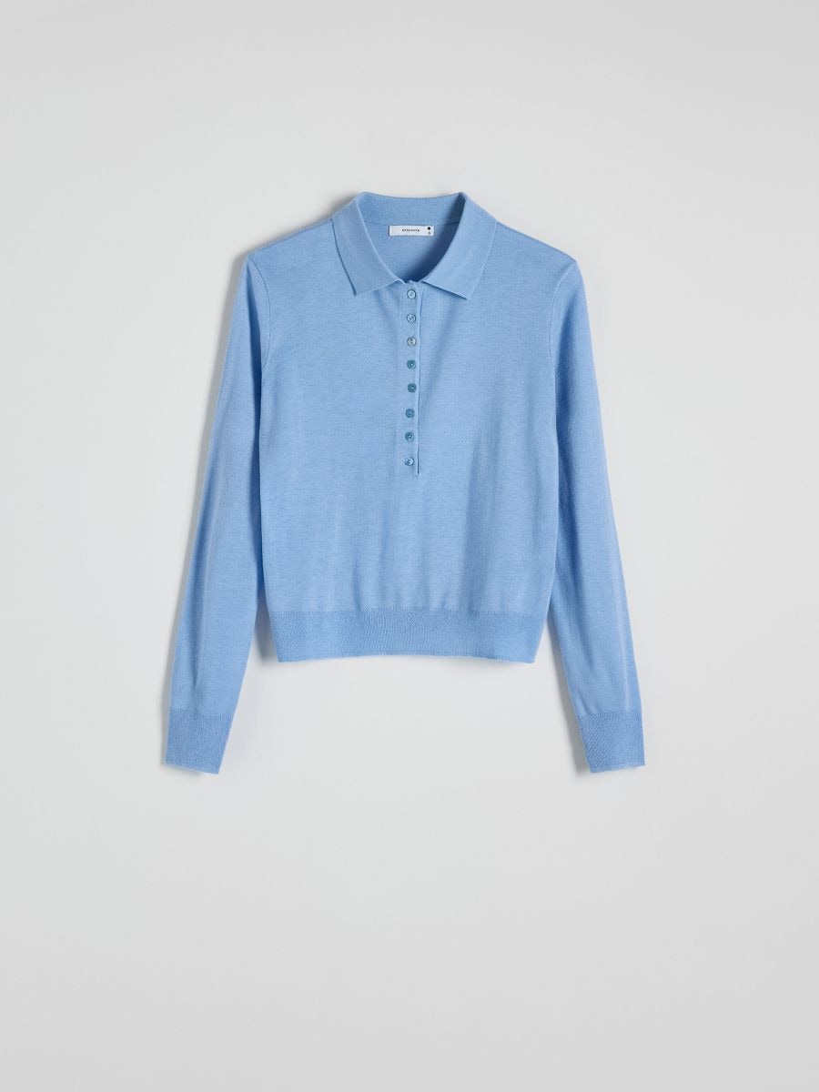 Polo sweater with wool blend - light blue - RESERVED - 7