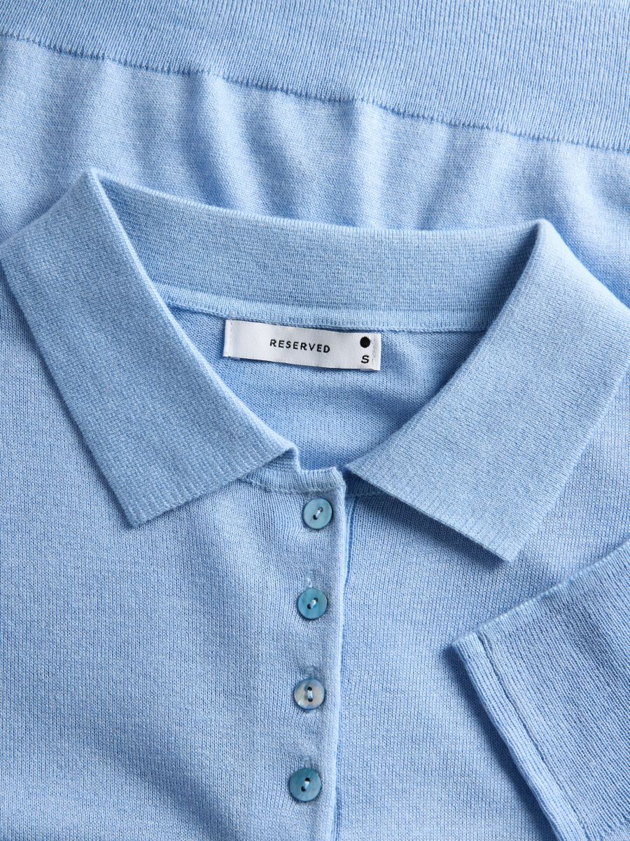 Polo sweater with wool blend - light blue - RESERVED - 8
