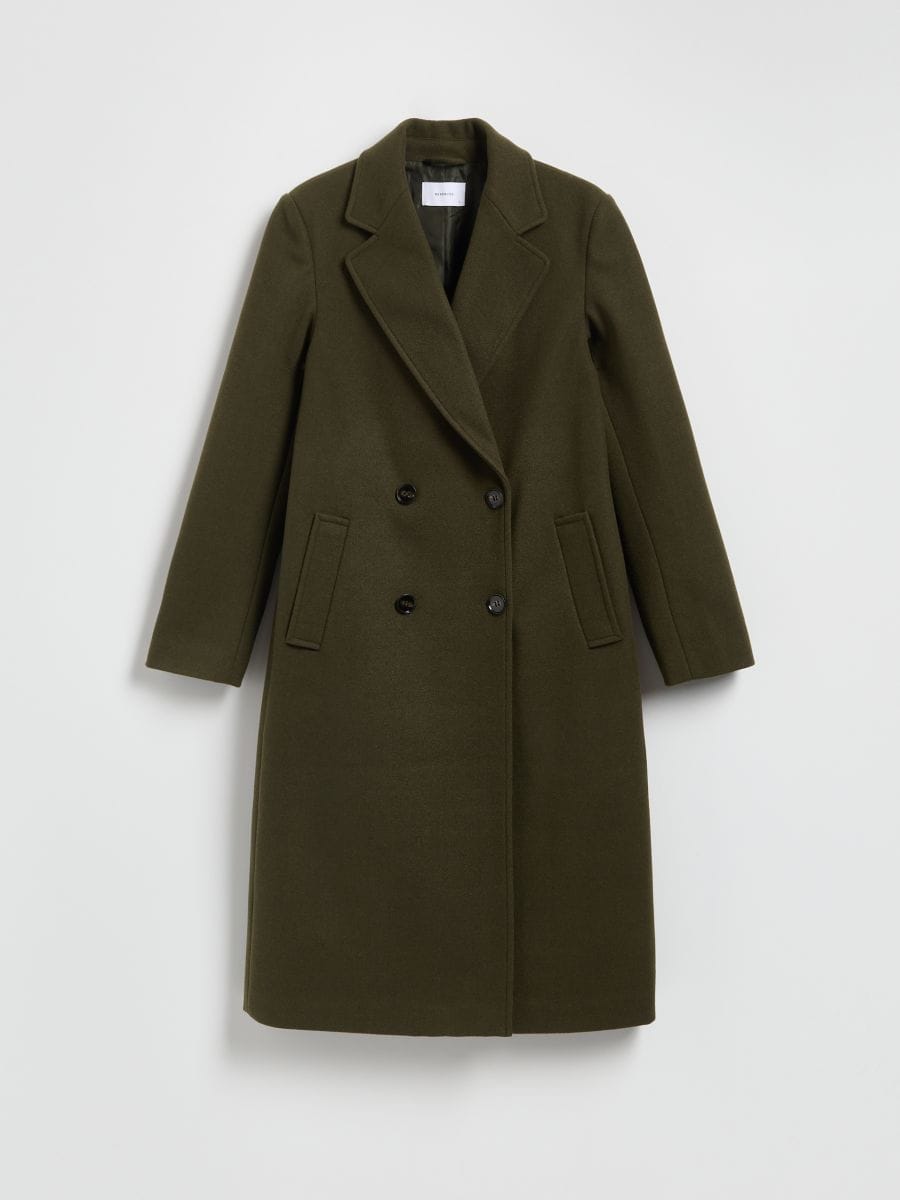 Double-breasted coat - brownish green - RESERVED