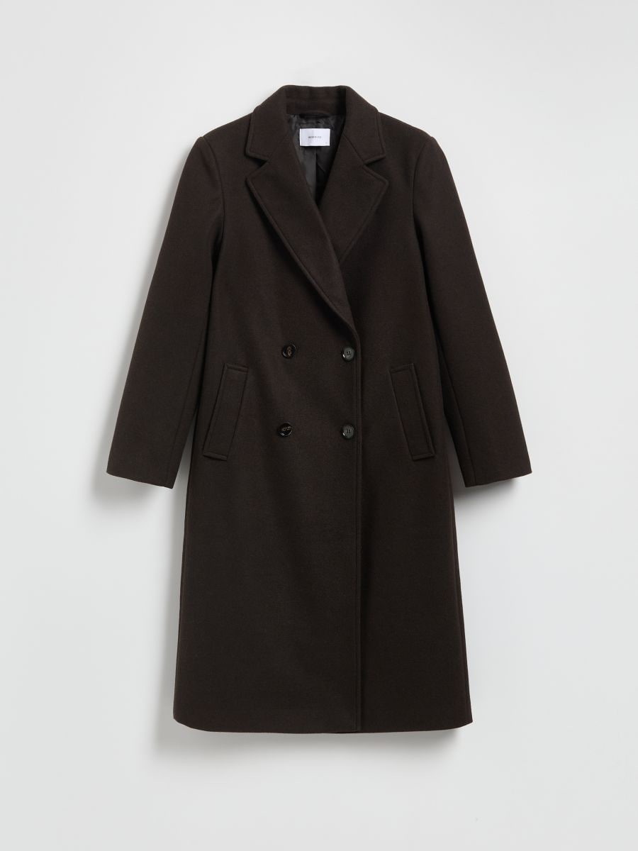 Double-breasted coat - dark brown - RESERVED