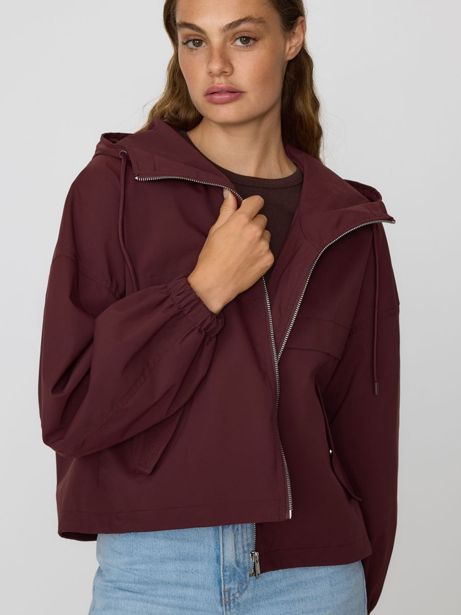 Hooded jacket - burgundy - RESERVED