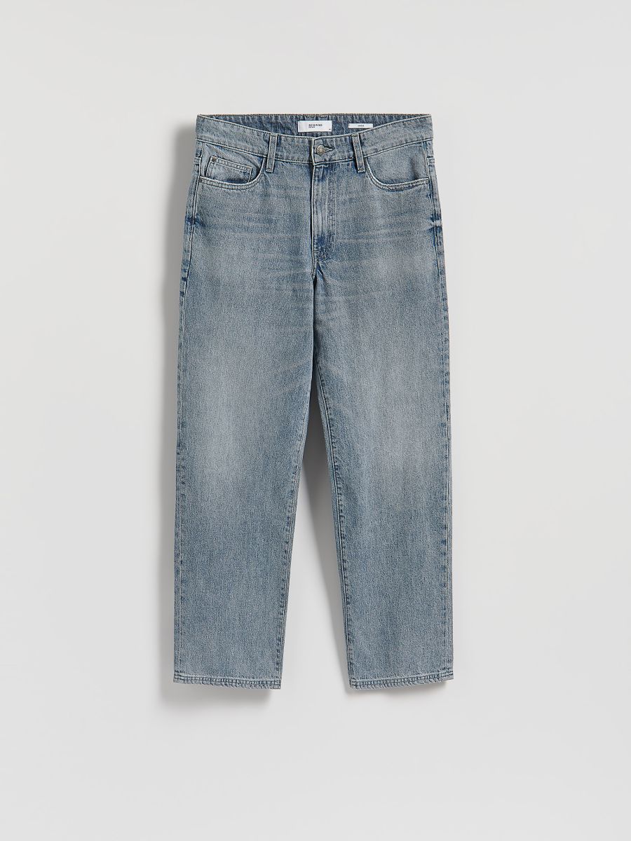 Loose jeans with wash effect - steel blue - RESERVED