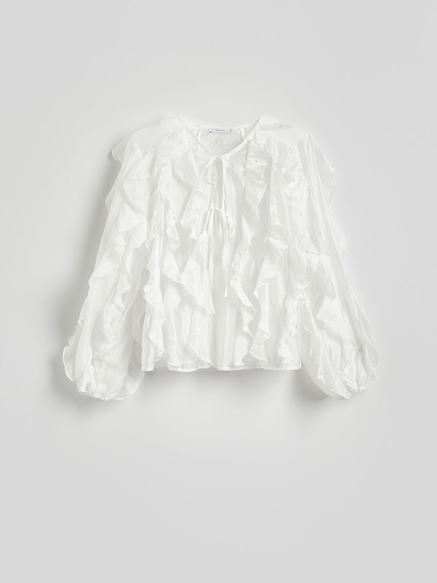 Ruffle blouse - white - RESERVED