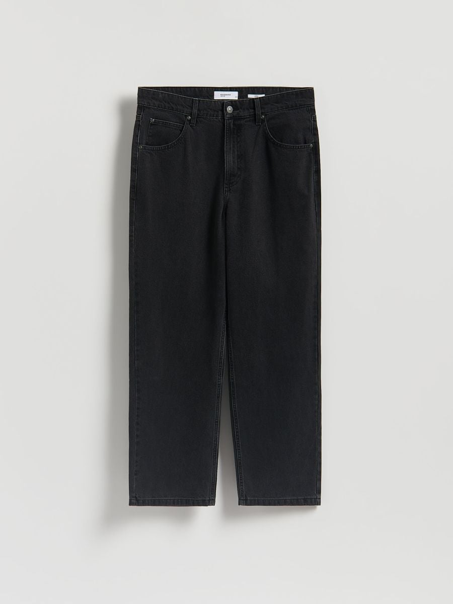 Loose jeans with wash effect - black - RESERVED