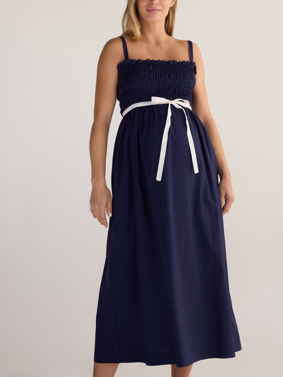 Rochie cu fundă pe spate - indigo - RESERVED