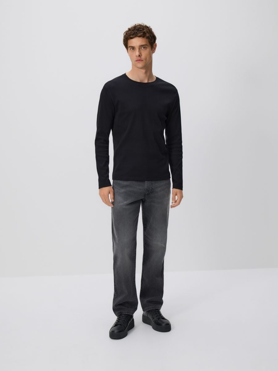 Relaxed straight džínsy - šedá - RESERVED