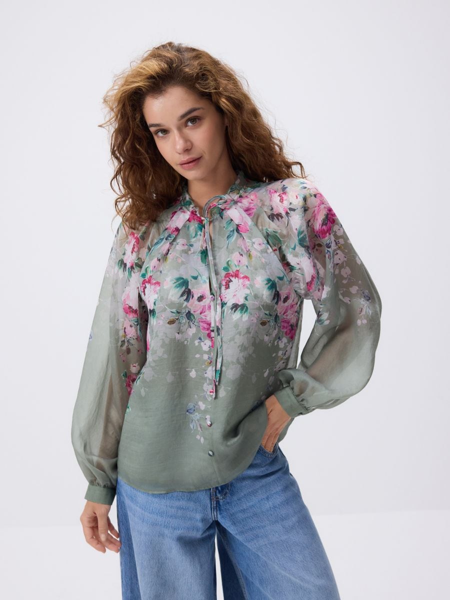 Bluse i viskoseblanding - flerfarvet - RESERVED - 3