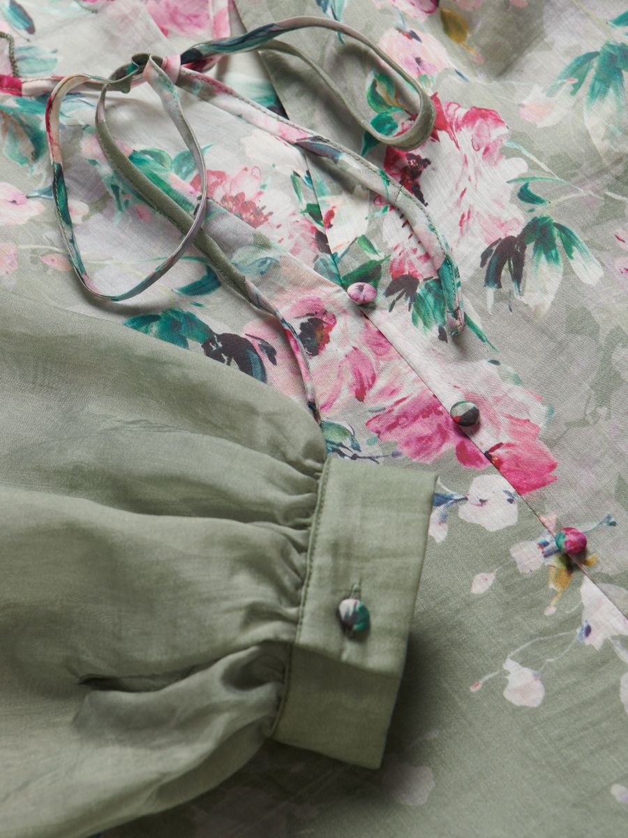 Bluse i viskoseblanding - flerfarvet - RESERVED - 7