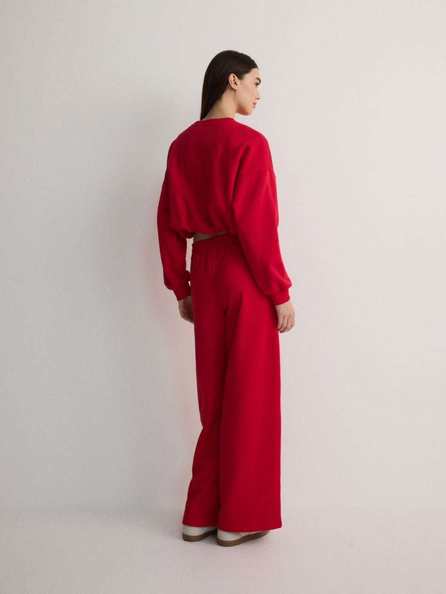 Cropped sweatshirt with ribbed hem - red - RESERVED - 5