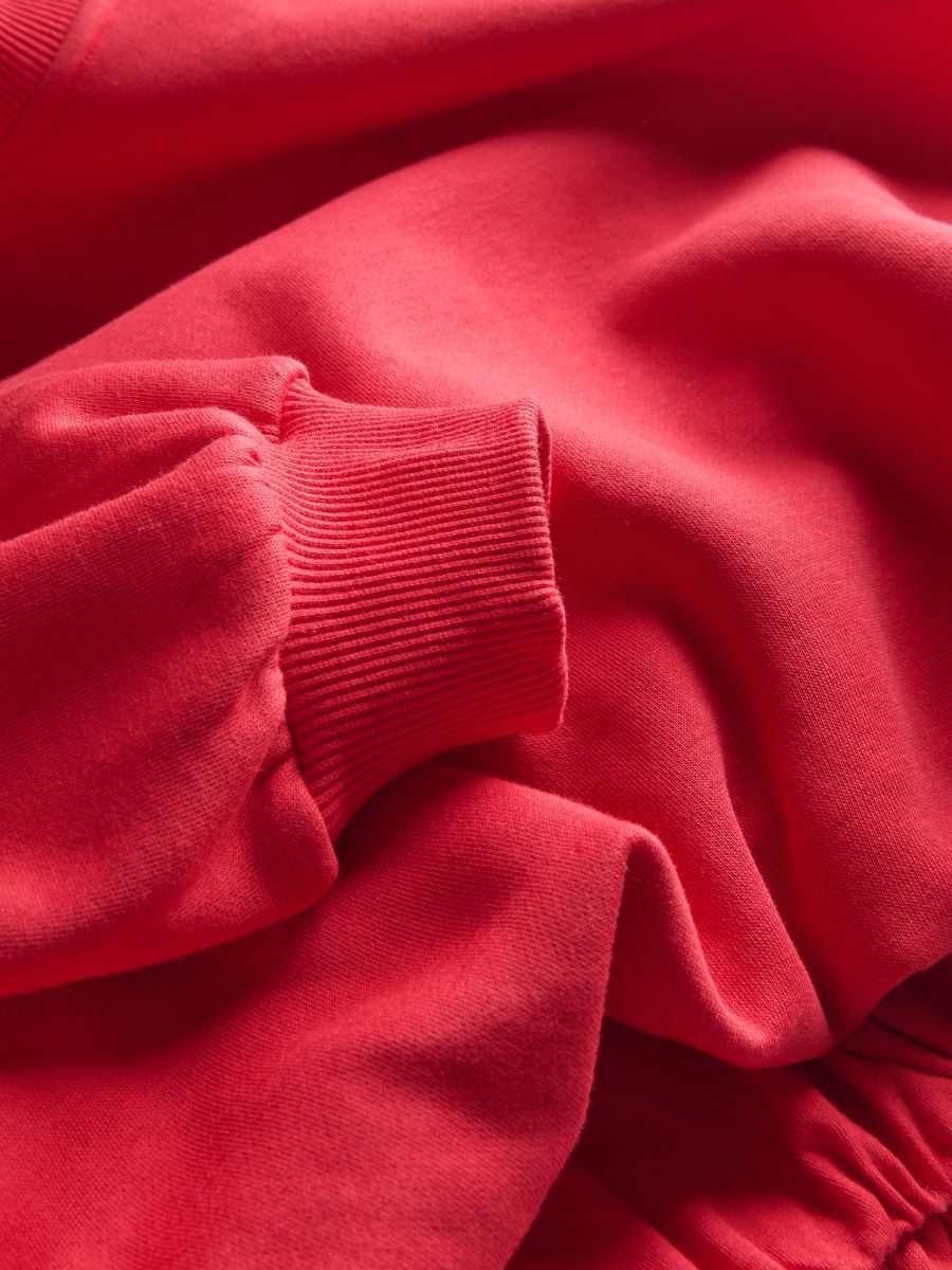 Cropped sweatshirt with ribbed hem - red - RESERVED - 7