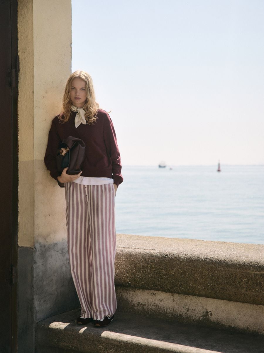 Plain cotton rich sweatshirt - maroon - RESERVED