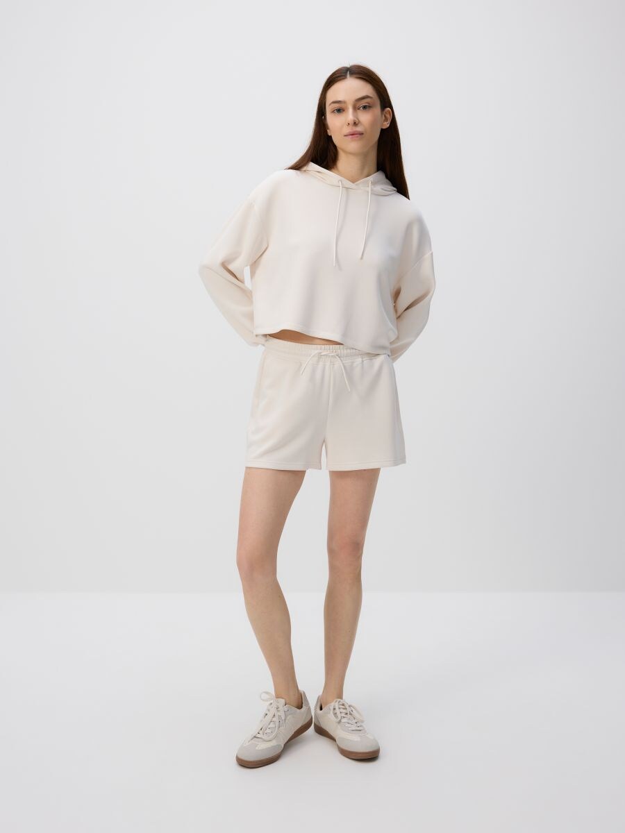 Cropped hoodie - cream - RESERVED - 3