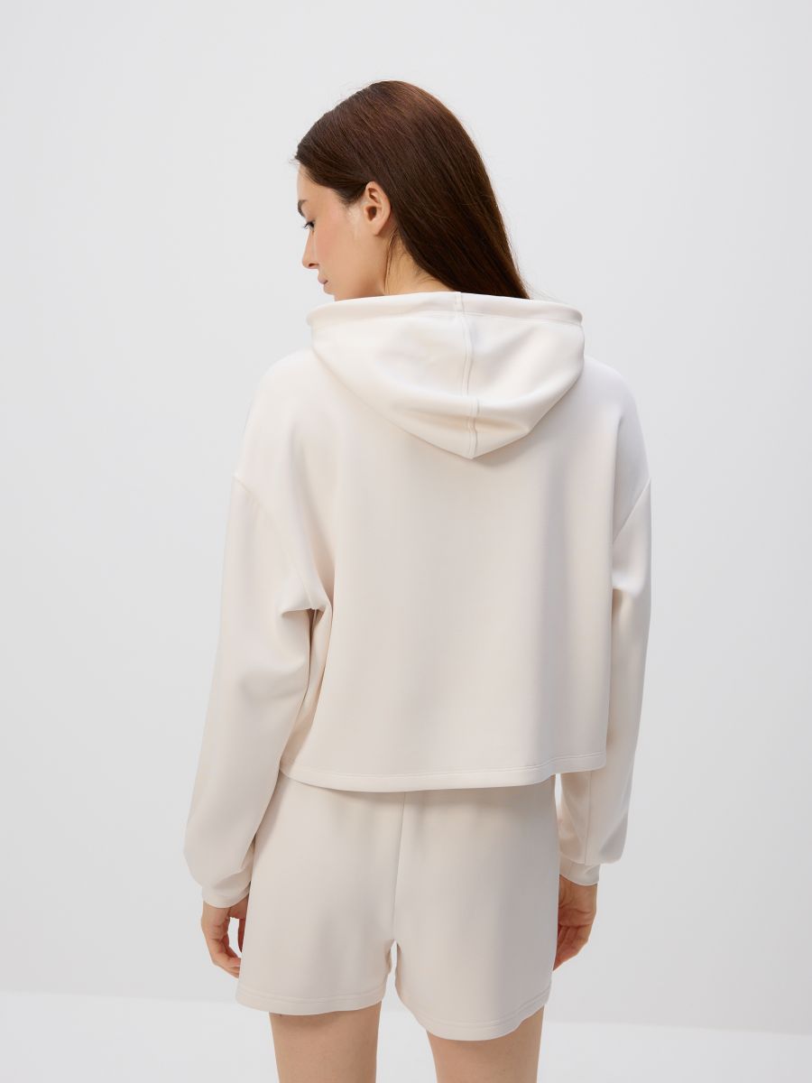 Kurzer Kapuzenpullover - creme - RESERVED - 4