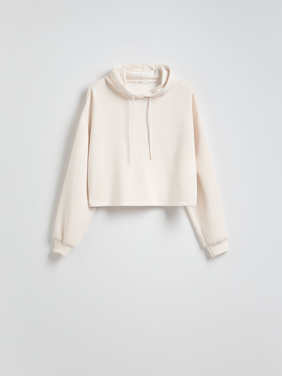 Kurzer Kapuzenpullover - creme - RESERVED - 5