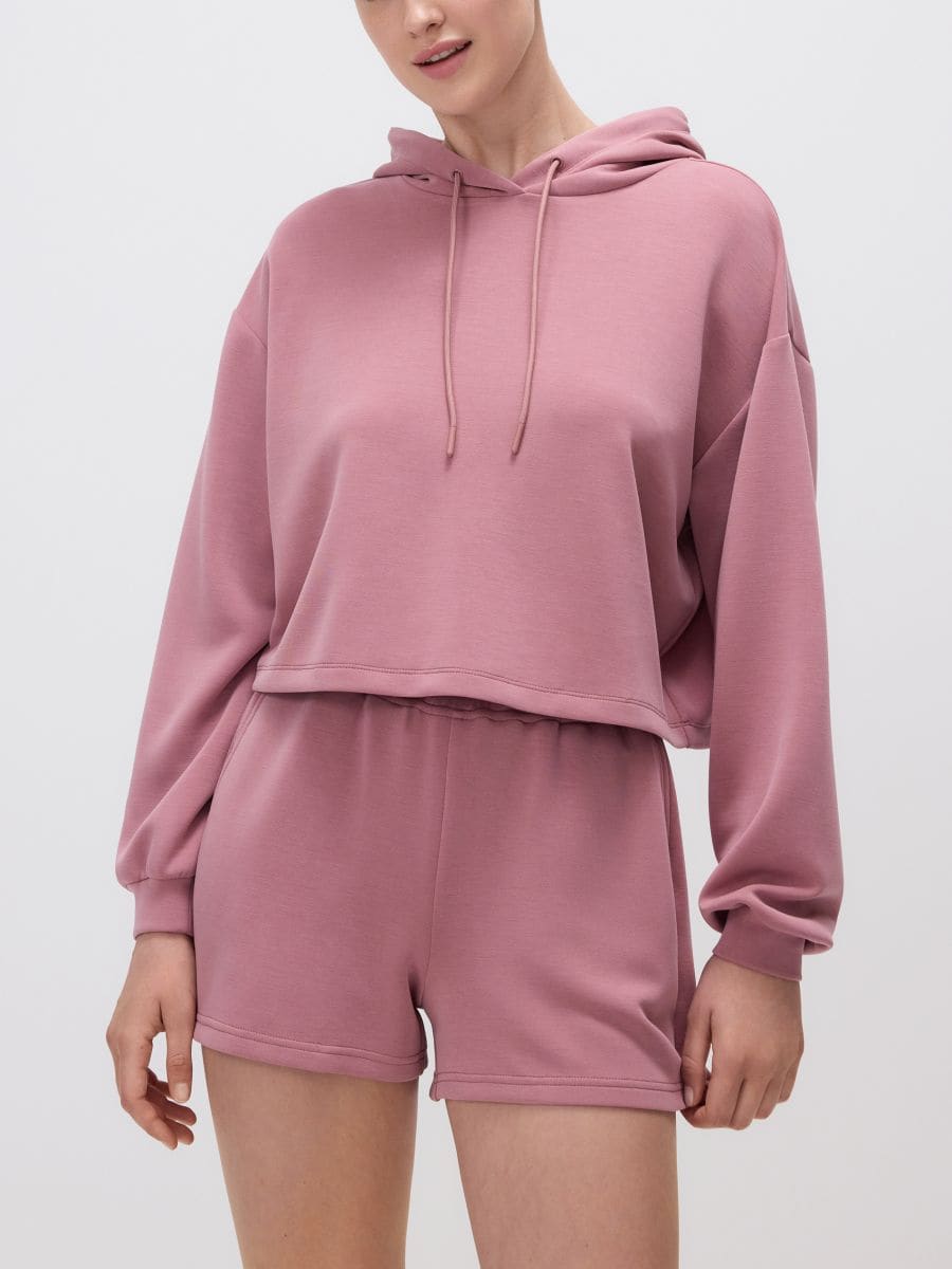 Korte hoodie - mauve - RESERVED