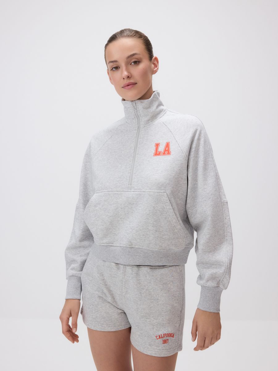 Sweatshirt with stand up collar - light grey - RESERVED - 3