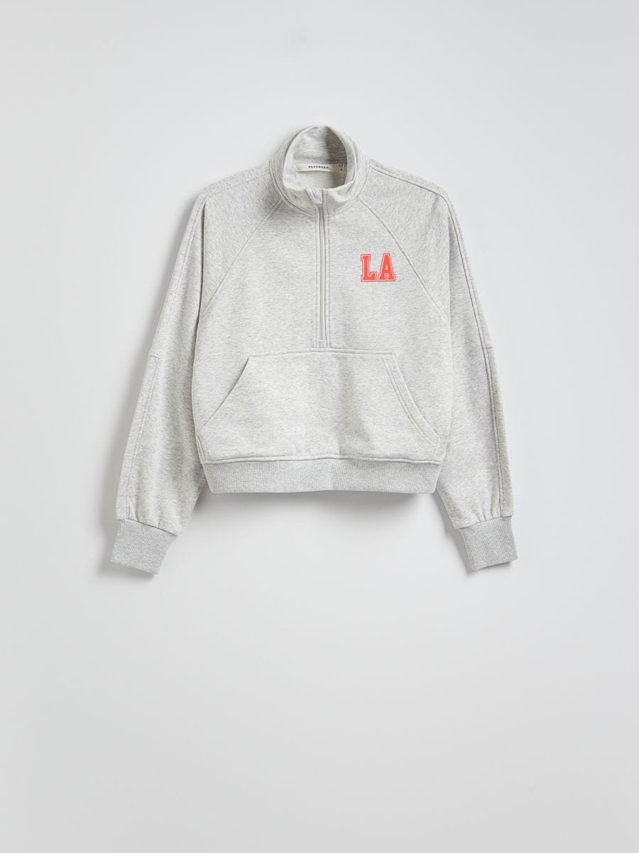 Sweatshirt with stand up collar - light grey - RESERVED - 5