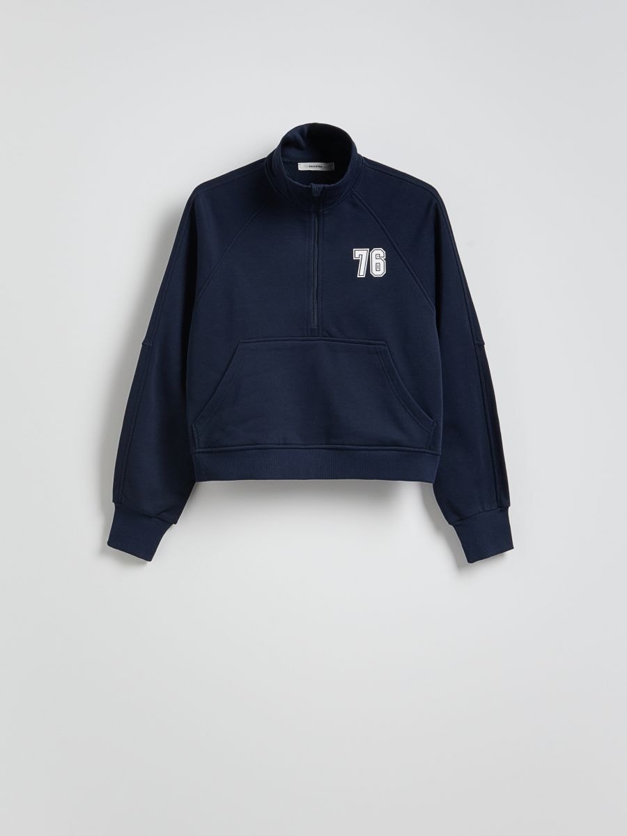 Sweatshirt with stand up collar - navy - RESERVED - 5