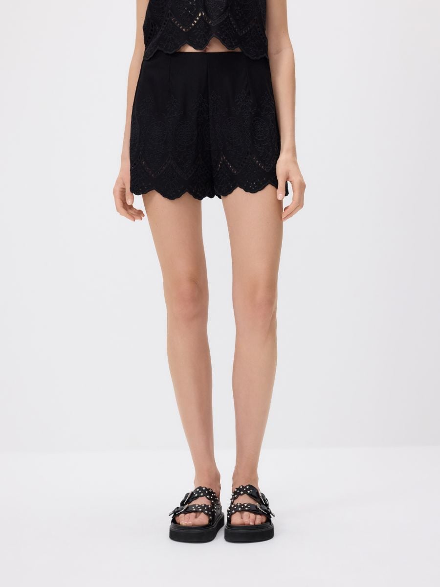 Openwork viscose shorts - black - RESERVED - 2