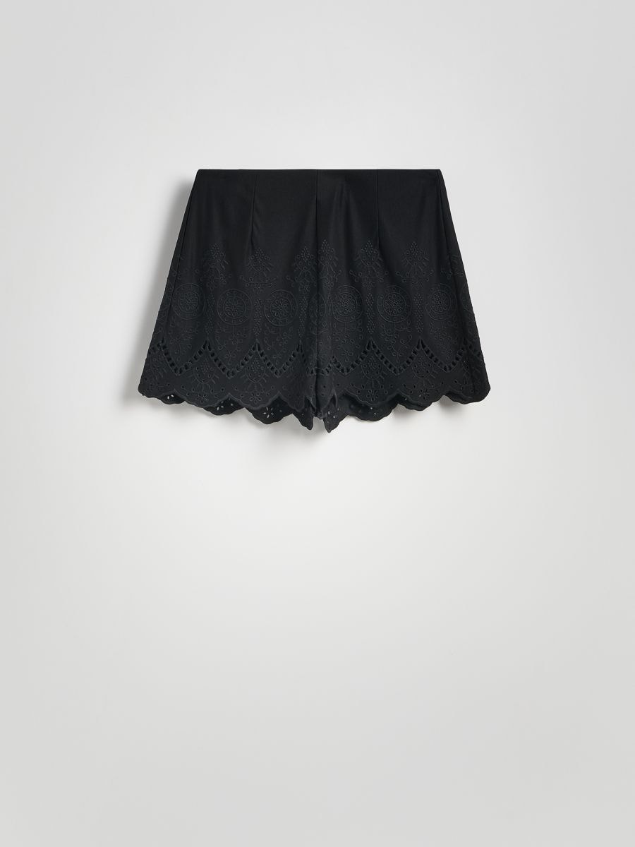 Pantaloni scurți dantelați din viscoză - negru - RESERVED