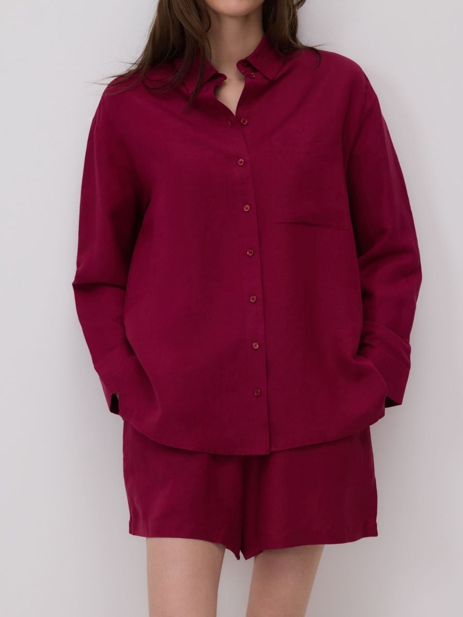 Košulja s visokim udjelom lana - maroon - RESERVED - 3