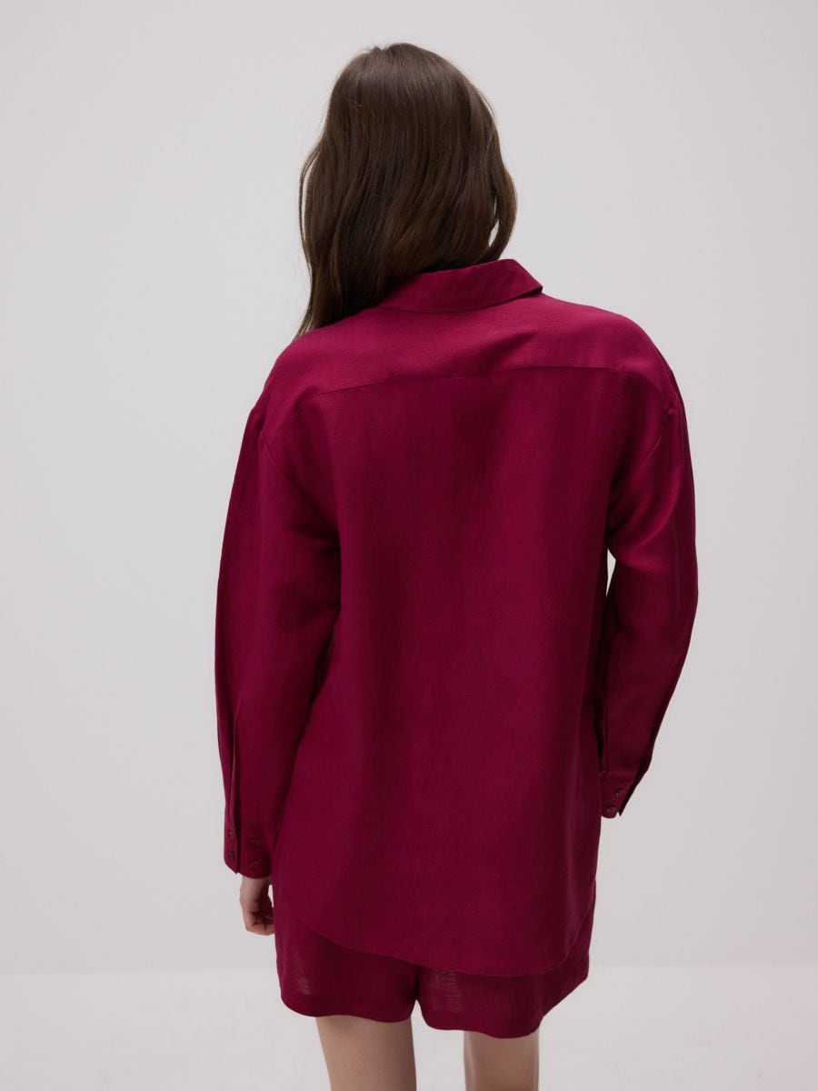 Košulja s visokim udjelom lana - maroon - RESERVED - 4