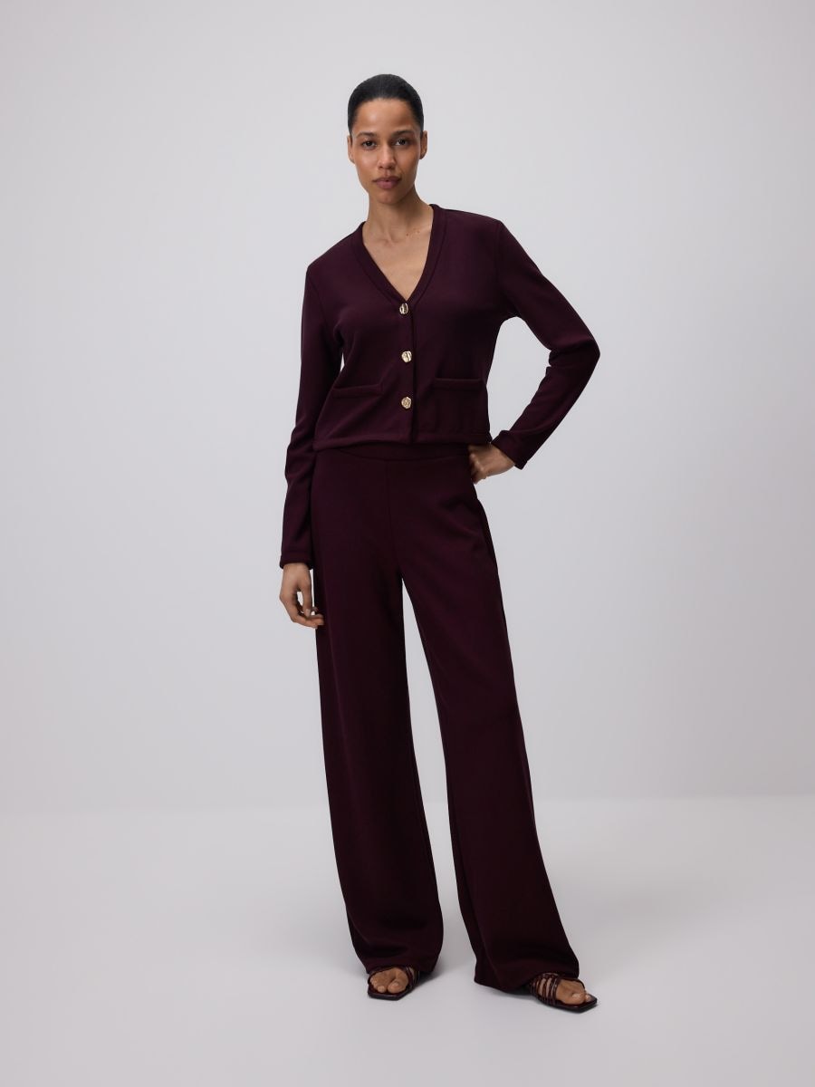 Cardigan with decorative buttons - maroon - RESERVED - 2