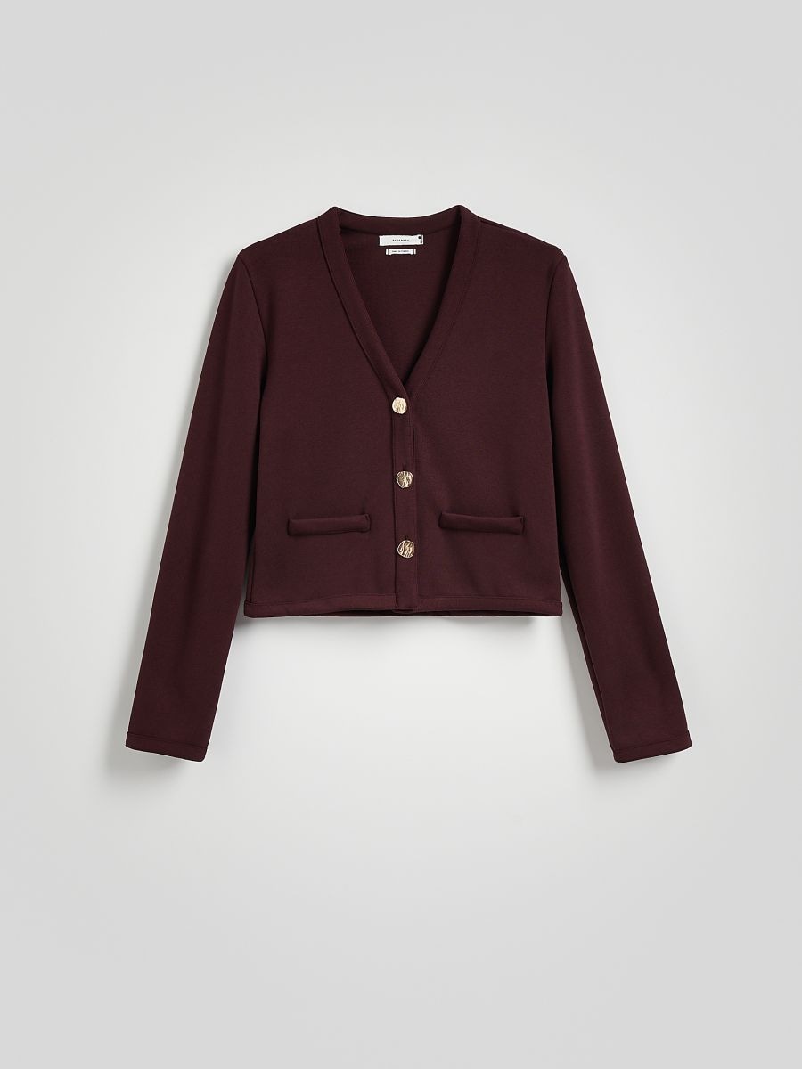 Cardigan with decorative buttons - maroon - RESERVED - 5