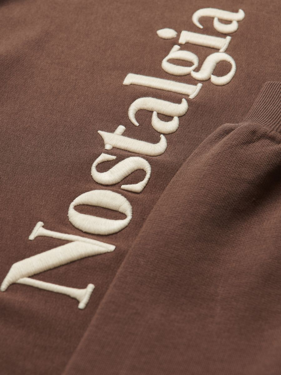 Bombažni pulover z vezenino - kavna - RESERVED - 8