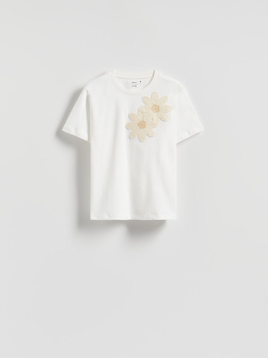 LADIES` T-SHIRT - cream - RESERVED