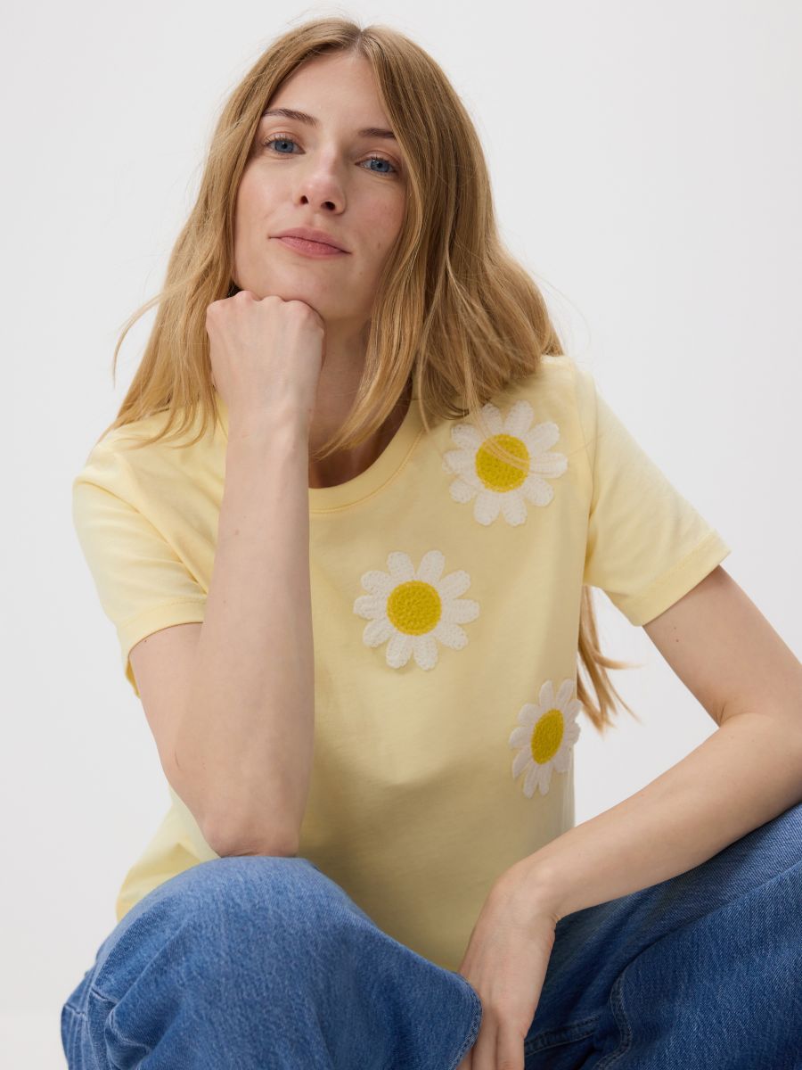 LADIES` T-SHIRT - világossárga - RESERVED