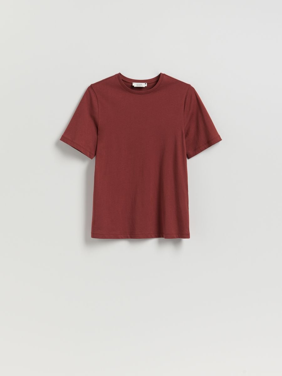 T-shirt z merceryzowanej bawełny - brązowy - RESERVED