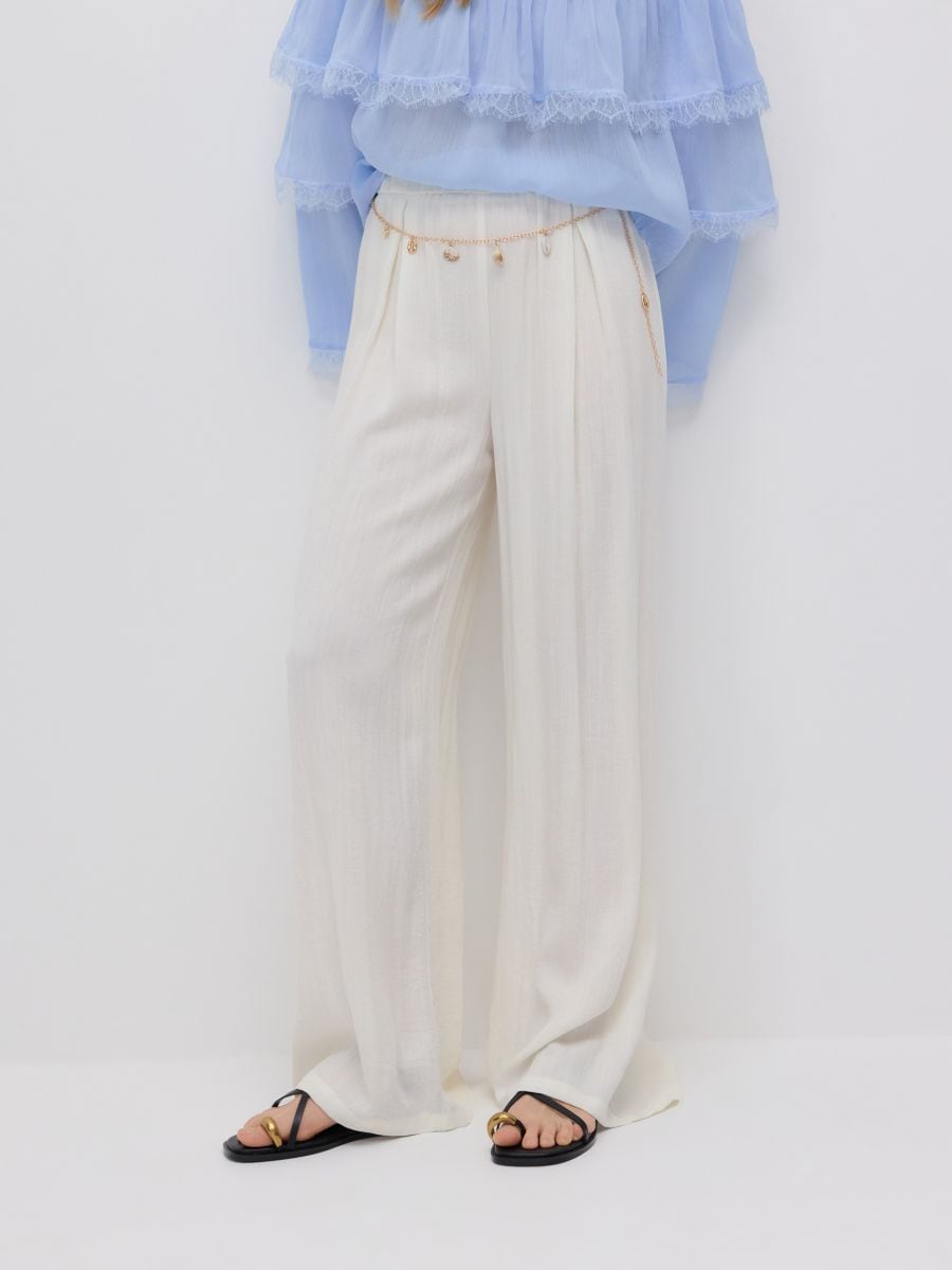 Loose trousers with chain detail - cream - RESERVED - 3