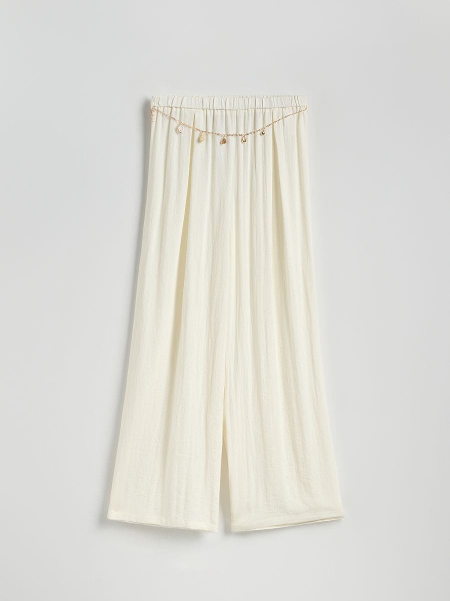 Loose trousers with chain detail - cream - RESERVED - 2