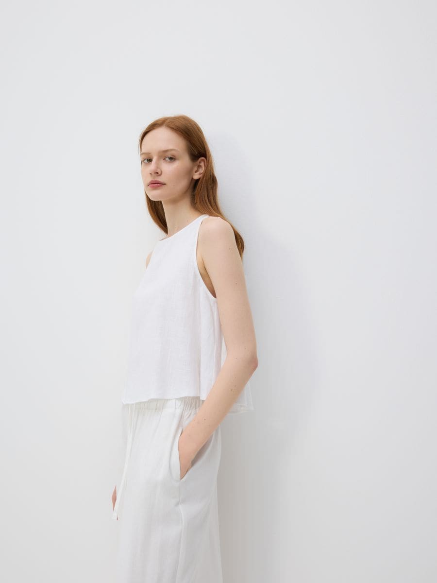 Linen blend top - white - RESERVED - 4
