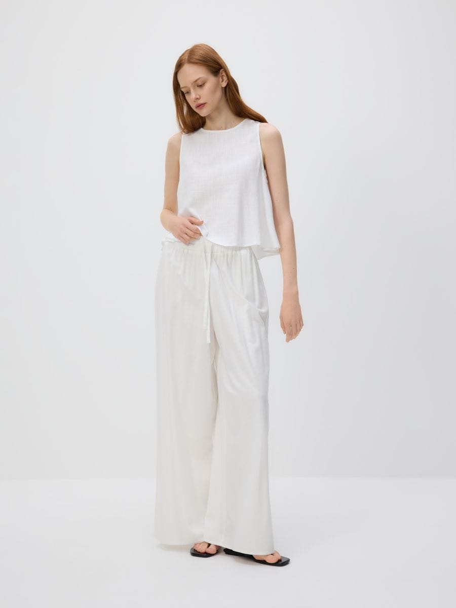 Linen blend top - white - RESERVED - 5