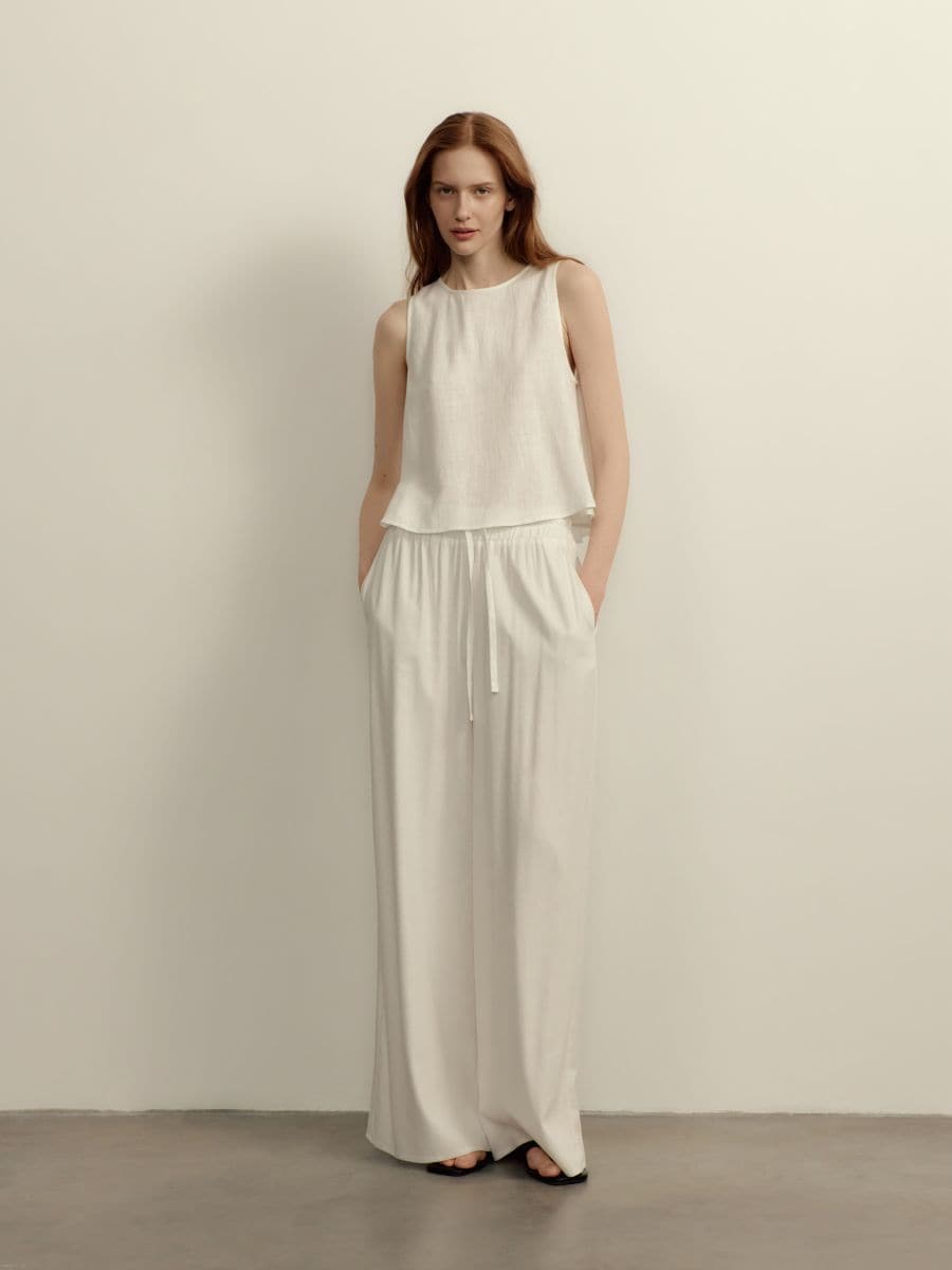 Linen blend top - white - RESERVED - 3
