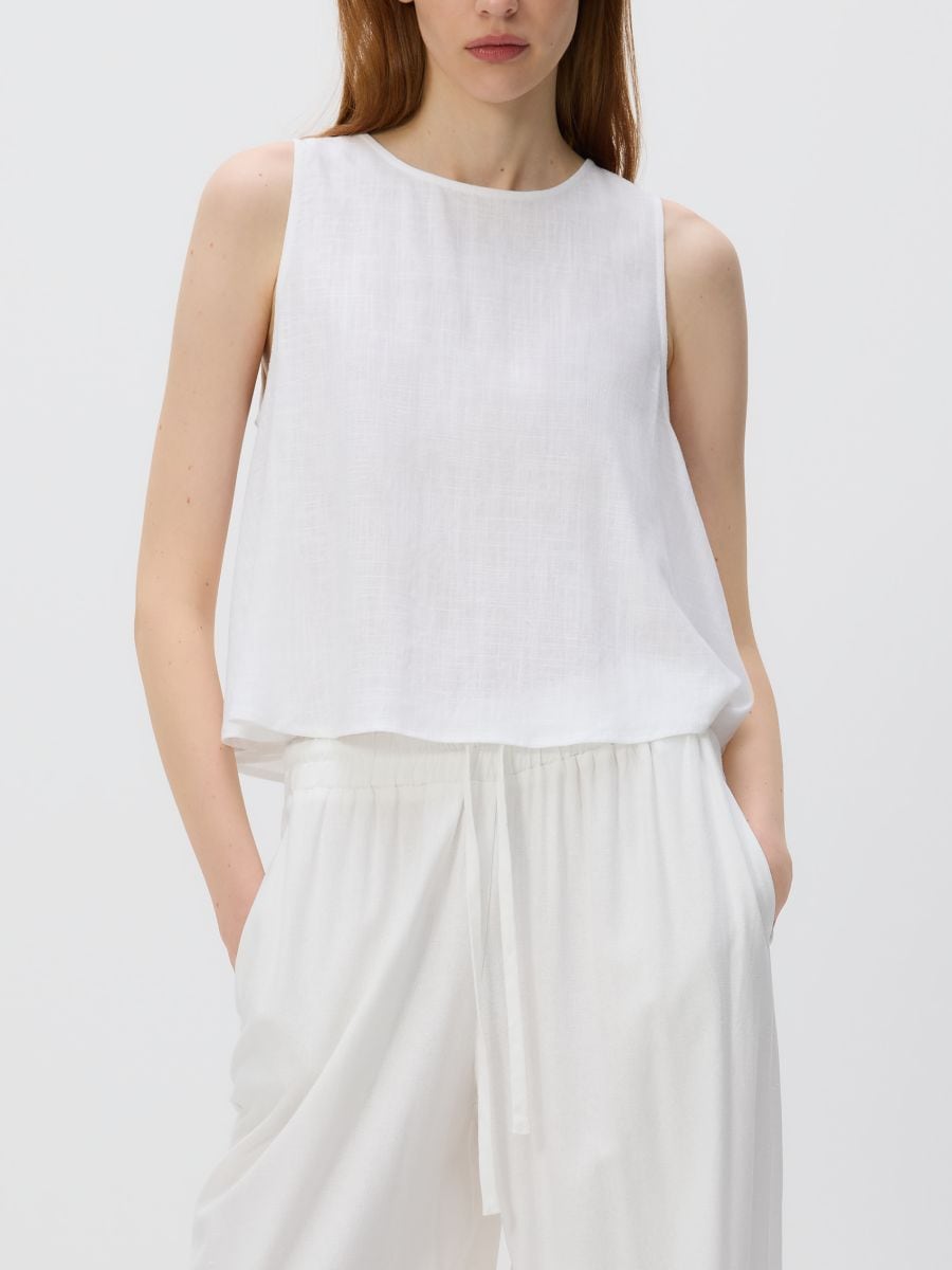 Linen blend top - white - RESERVED - 6