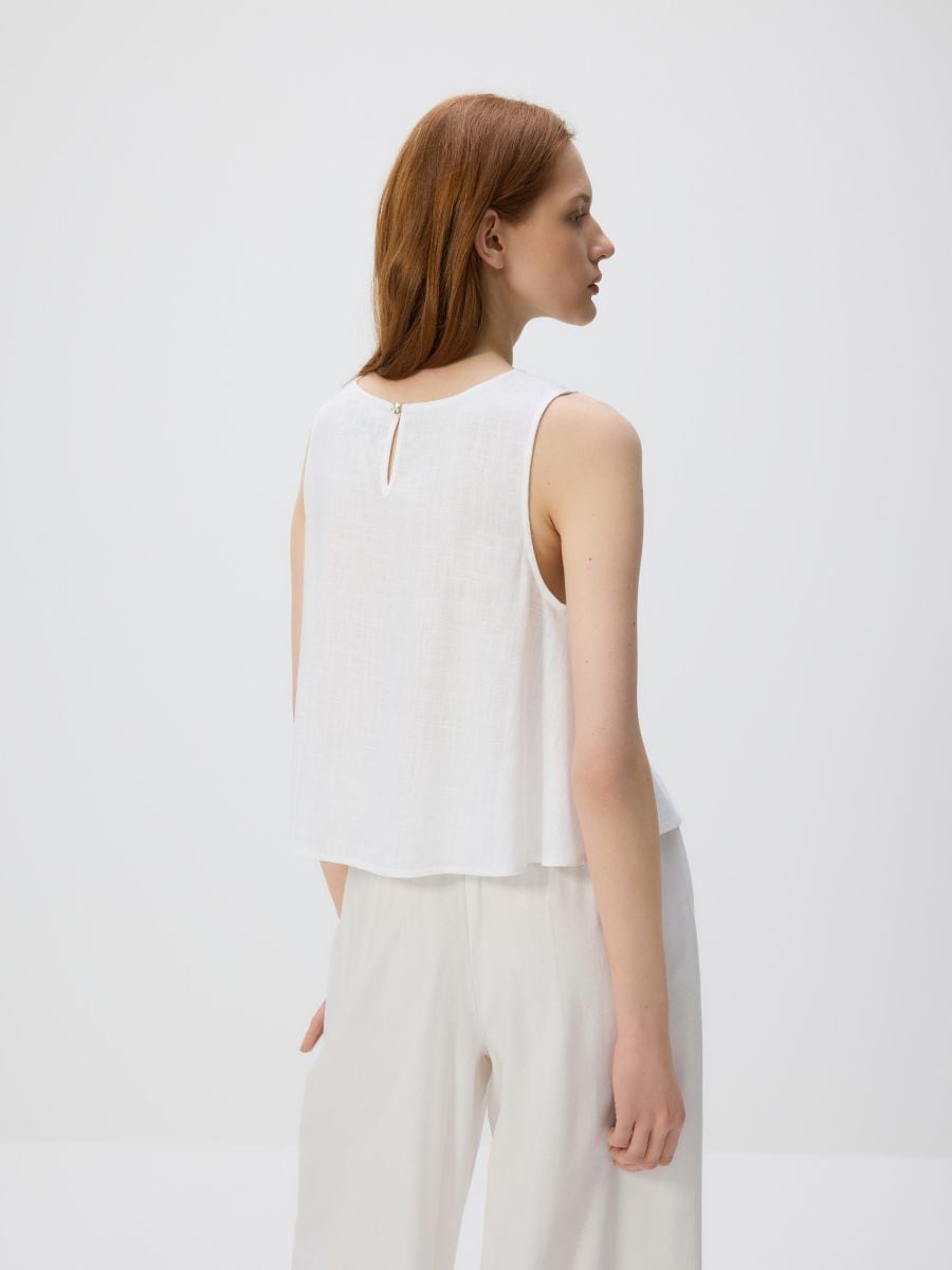 Linen blend top - white - RESERVED - 7